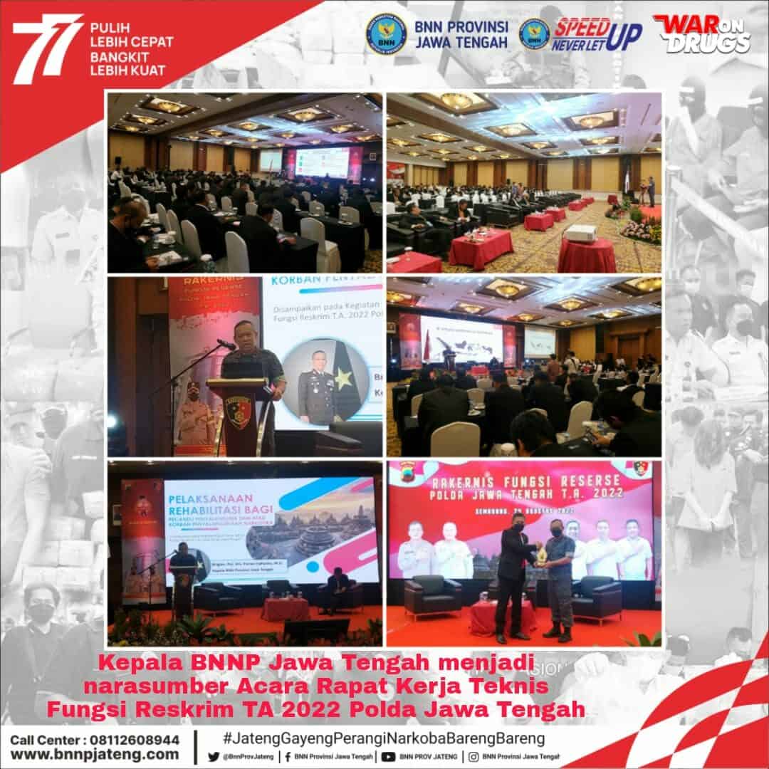 Kepala BNNP Jawa tengah menjadi narasumber dalam Kegiatan Rapat Kerja Fungsi Reskrim TA 2022 Polda Jawa Tengah Kepala BNNP Jawa tengah menjadi narasumber dalam Kegiatan Rapat Kerja Fungsi Reskrim TA 2022 Polda Jawa Tengah